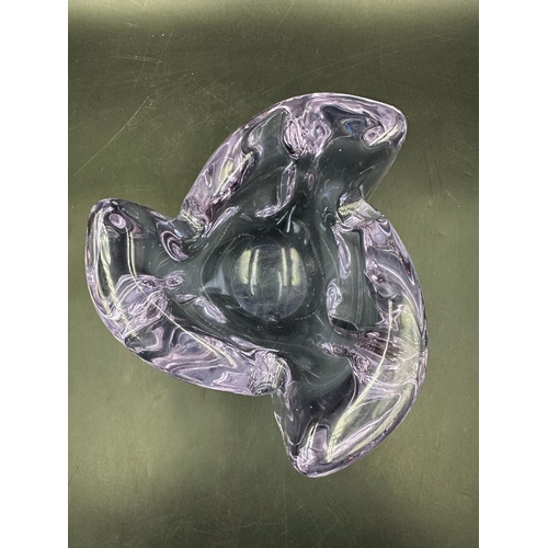 249 - An Art glass purple cigar ash tray