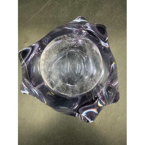 249 - An Art glass purple cigar ash tray