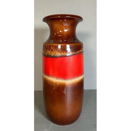 251 - A West German Scheurich Keramik fabiola brown and red vase H41cm