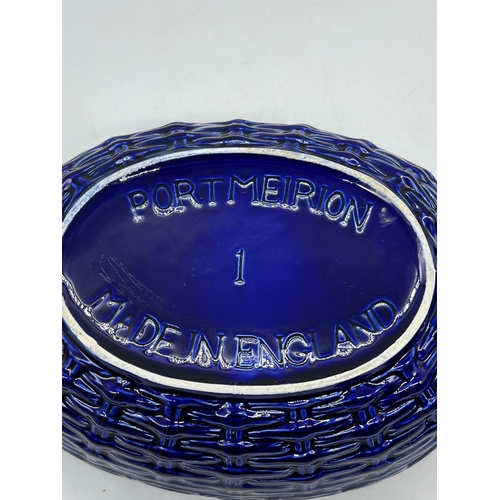 268 - A Postmeridian blue ceramic, Hen on nest dish