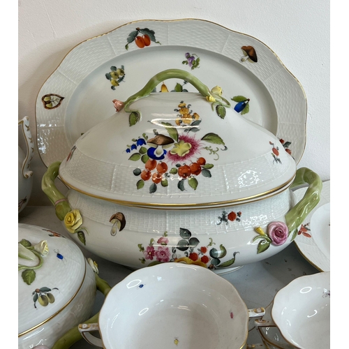 282 - Herend Fruit and flowers dinner service, the porcelain hand painted comprising of 2 serving platters... 