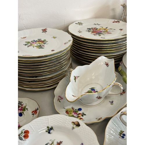 282 - Herend Fruit and flowers dinner service, the porcelain hand painted comprising of 2 serving platters... 