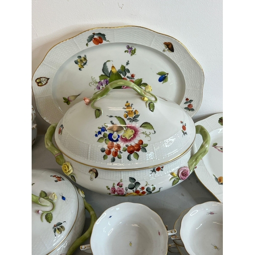 282 - Herend Fruit and flowers dinner service, the porcelain hand painted comprising of 2 serving platters... 