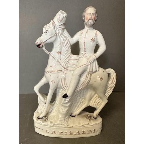 290 - Two Staffordshire flat backs, one of Garibaldi and the other of a general on horseback