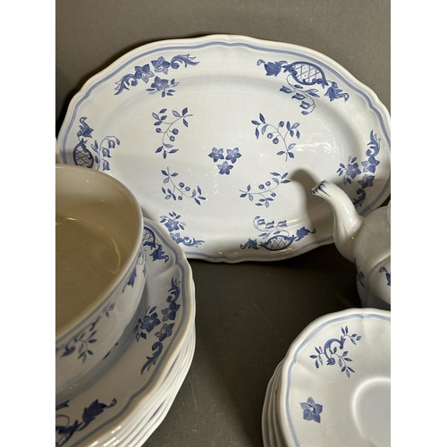 298 - A blue and white tea service by Longchamp of France to include teapot, cups and saucers etc