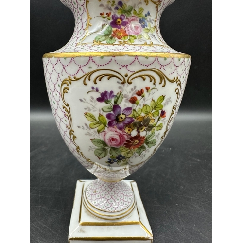 317 - Small vase possibly Swansea with a floral and gilt decoration (H16cm)