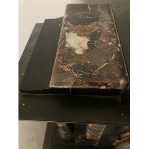 321 - An eight day slate and marble mantel clock AF