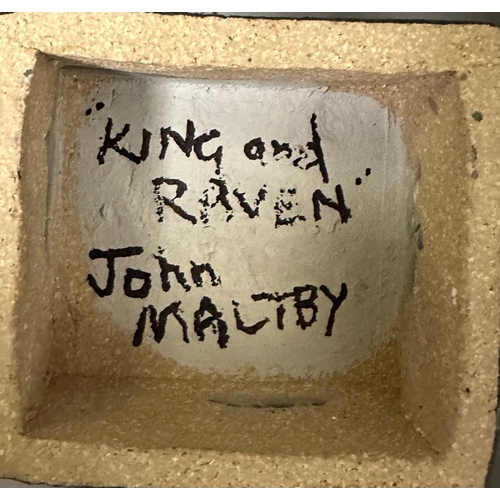 335 - A King and Raven sculpture by John Matby (1936 - 2020) inscribed M to base and signed and titled und... 