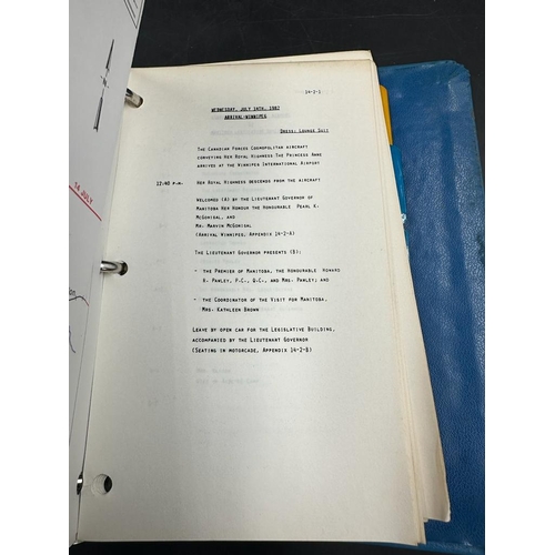 350 - A ring bound itinerary detailing the 1982 visit by princess Anne to Canada