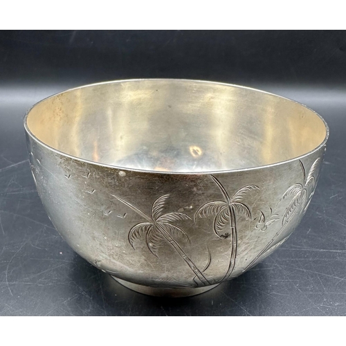 471 - A white metal bowl by Arlington & Co Calcutta 11cm in diameter.