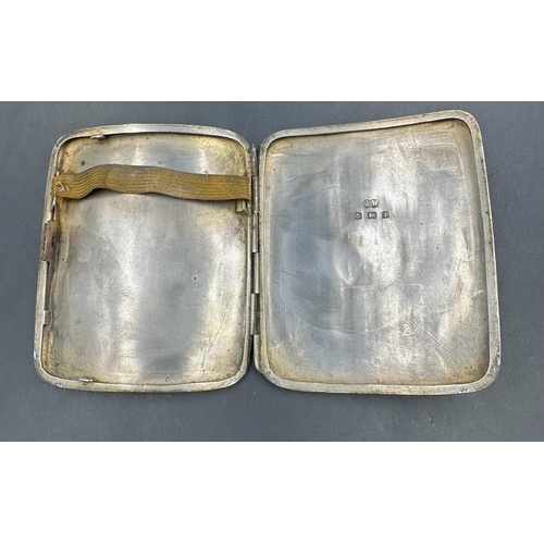 485 - A silver cigarette case, hallmarked for Birmingham, makers mark JW.