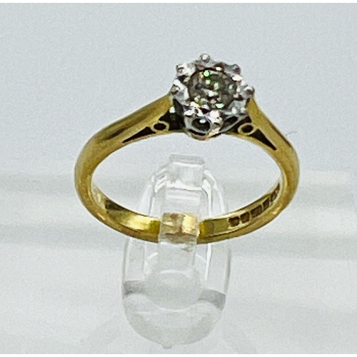 522 - An 18ct gold diamond ring, approximate size K1/2, makers mark MLP.