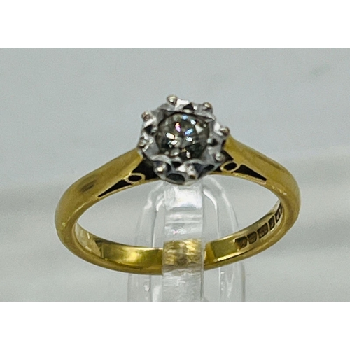 522 - An 18ct gold diamond ring, approximate size K1/2, makers mark MLP.