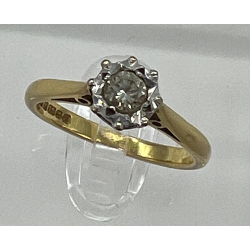 522 - An 18ct gold diamond ring, approximate size K1/2, makers mark MLP.