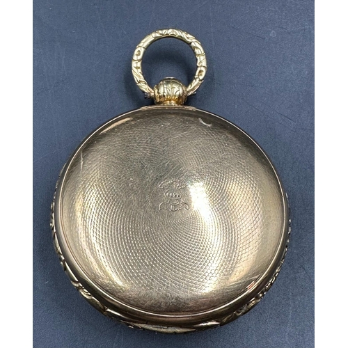 570 - An 18ct gold pocket watch AF decorated with three colour gold leave design and case marked with make... 