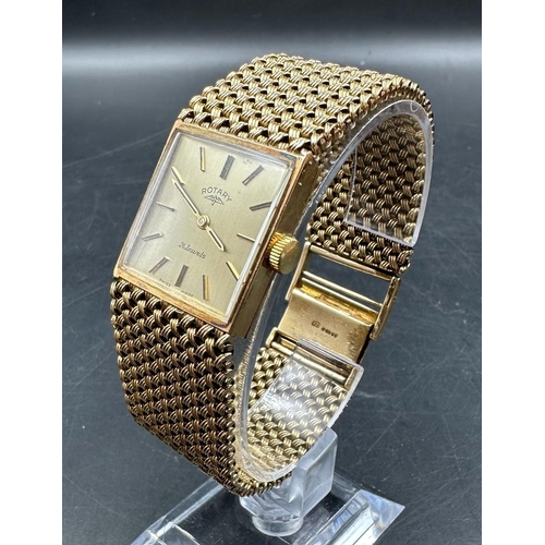 578 - A Rotary 9ct gold 21 Jewels, on mesh style bracelet, watch, approximately 19cm in length and 67.5g, ... 