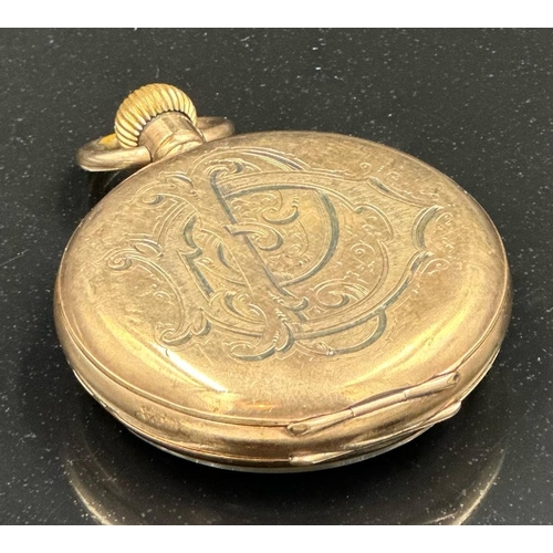 588 - An Engraved pocket watch the A W W Co Waltham Mass on face and English Mar A L D inside case