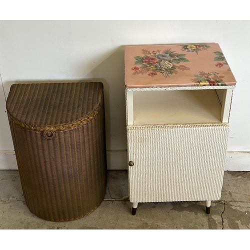 60 - Lloyds Loom laundry basket and a side cabinet ( H74cm W38cm D30cm and H56cm W38cm D30cm)