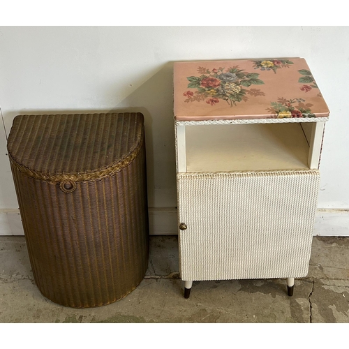 60 - Lloyds Loom laundry basket and a side cabinet ( H74cm W38cm D30cm and H56cm W38cm D30cm)