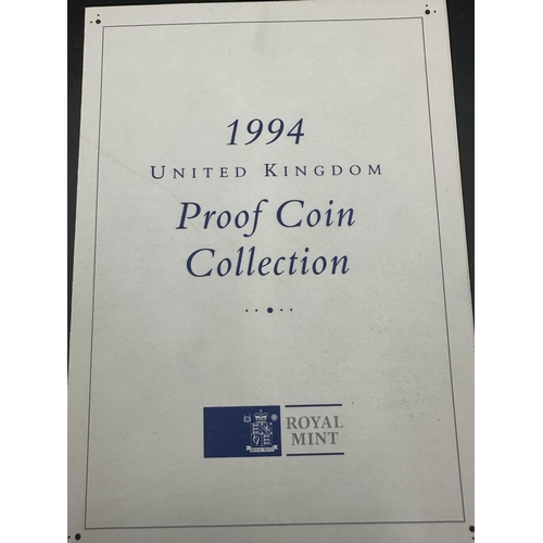 614 - A Royal Mint 1994 Proof Coin Collection along with a 1972 Olympic !0 Deutsche Mark coin in presentat... 