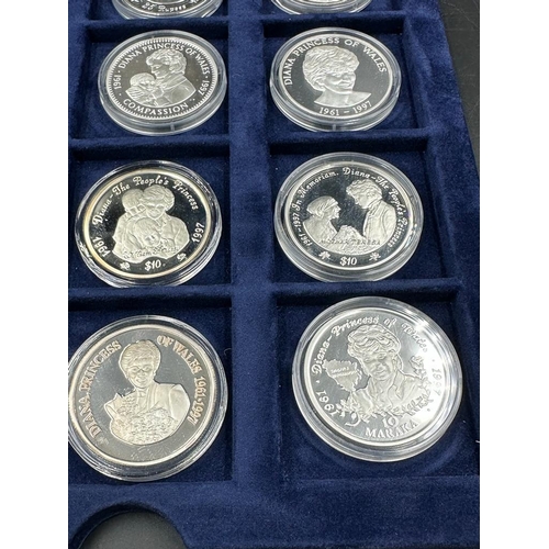 625 - Eleven silver collectable Crown coins celebrating the life of Princess Diana by the Westminster Mint