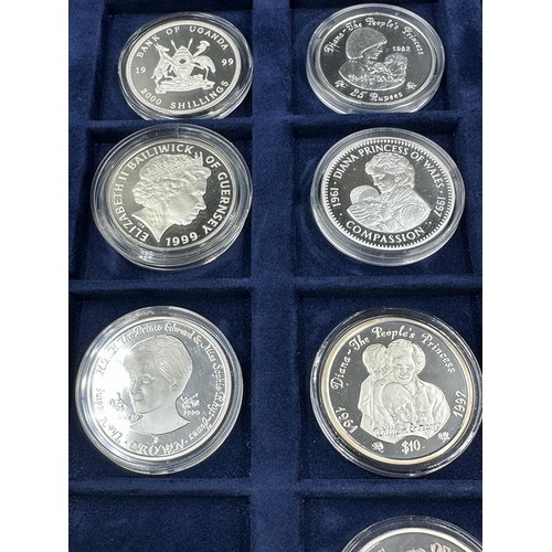 625 - Eleven silver collectable Crown coins celebrating the life of Princess Diana by the Westminster Mint