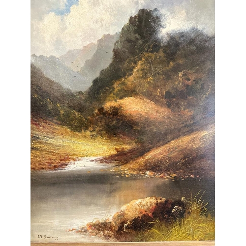 667 - A landscape of a Scottish highland scene signed lower left F.E Jameson