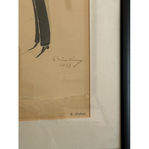 680 - A watercolour of a naval office signed G Giuliani 1933 (10 cm x 31cm)