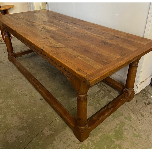 69 - A rustic French style refectory table (H77cm W216cm D89cm)