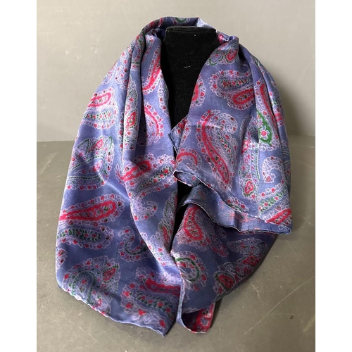 691 - A vintage Sulka and Company of Old Bond street silk scarf in a purple and pink paisley pattern 84cm ... 