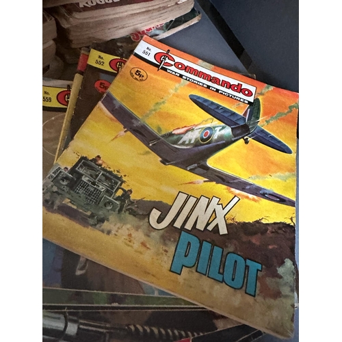 705 - A large selection of pictures library comic books to include Commands, Battle and Air Ace, various c... 