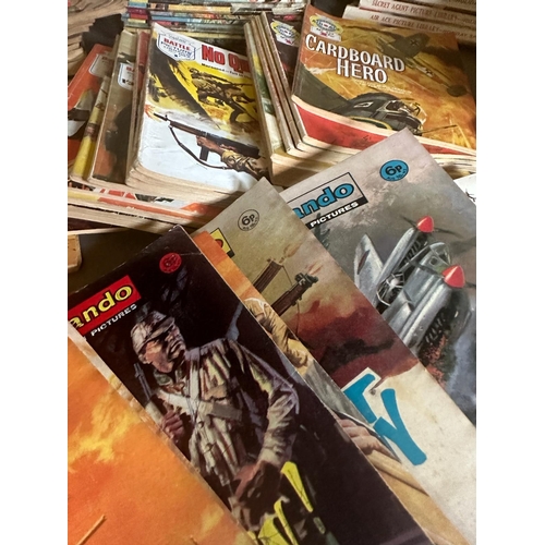 705 - A large selection of pictures library comic books to include Commands, Battle and Air Ace, various c... 