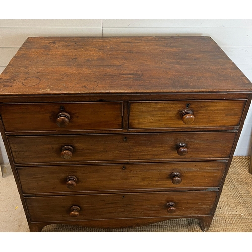 75 - A mahogany chest of drawers two over three with bun handles AF