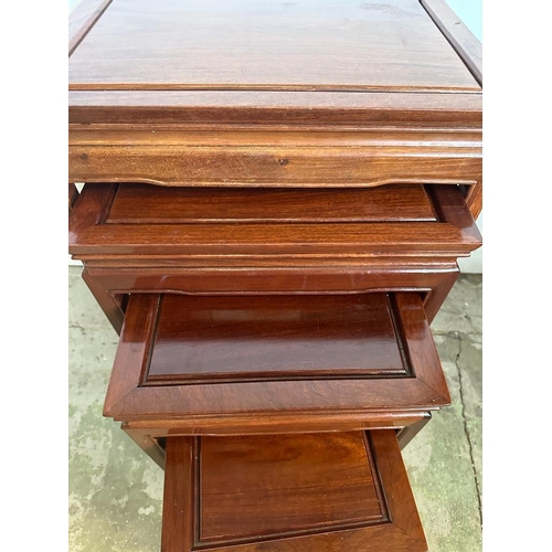 89 - A nest of four square hardwood side tables (H67cm W52cm D35cm)