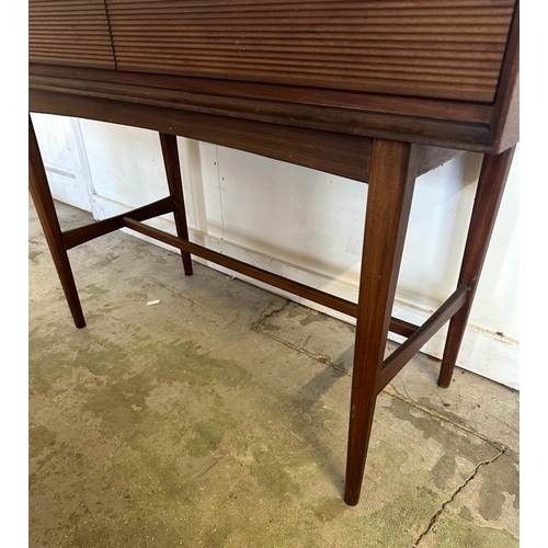 92 - A Mid Century two drawer sideboard with galleried top (H80cm W114cm D47cm)