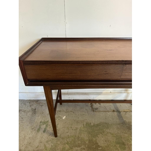 92 - A Mid Century two drawer sideboard with galleried top (H80cm W114cm D47cm)