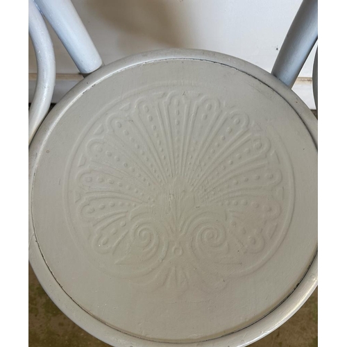 95 - Four off white painted bistro chairs