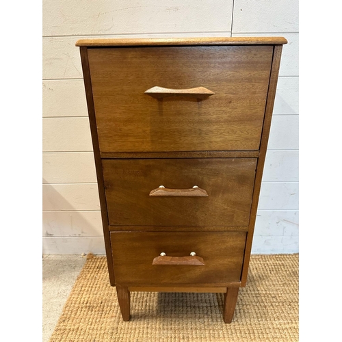 106 - A Mid Century three drawer side cabinet (H80cm W40cm D36cm)