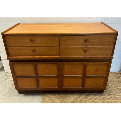 108 - A Mid Century sideboard by Nathan, four short drawers with two cupboard door under (H76cm W122cm 44c... 