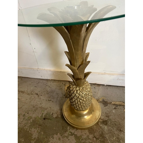 142 - A glass topped pineapple occasional table (H64cm Dia45cm)