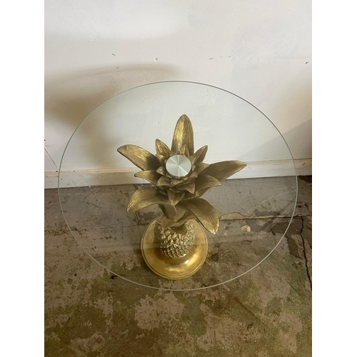 142 - A glass topped pineapple occasional table (H64cm Dia45cm)