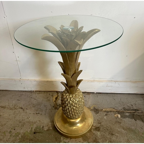 142 - A glass topped pineapple occasional table (H64cm Dia45cm)