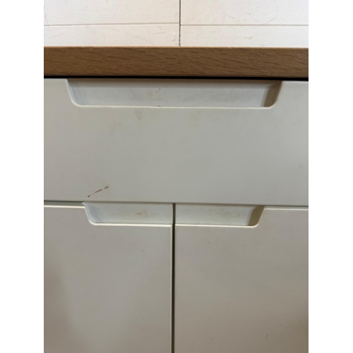 15 - A contemporary side cabinet with long drawer over cupboard (H75cm W115cm D44cm)