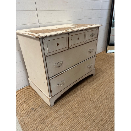 157 - Three over two distressed chest of drawers AF