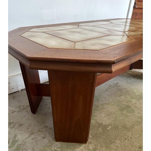 179 - A mid century G plan coffee table with tiled top 116x55 height 43