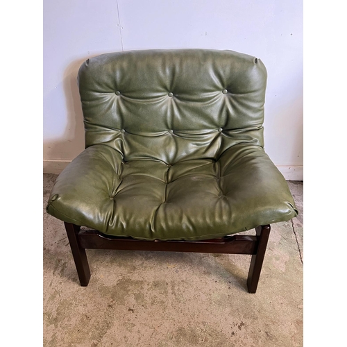 219 - A Mid Century Easy chair with leather button back chair in the style of Arne Norell