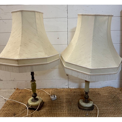 226 - A pair of brass base table lamps