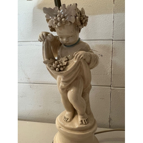 230 - Two porcelain figural lamps on marble base (H50cm)