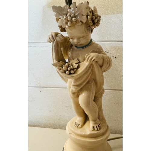 230 - Two porcelain figural lamps on marble base (H50cm)