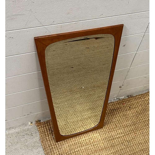 259 - A Danish Mid Century wall hanging mirror 70cm x 37cm